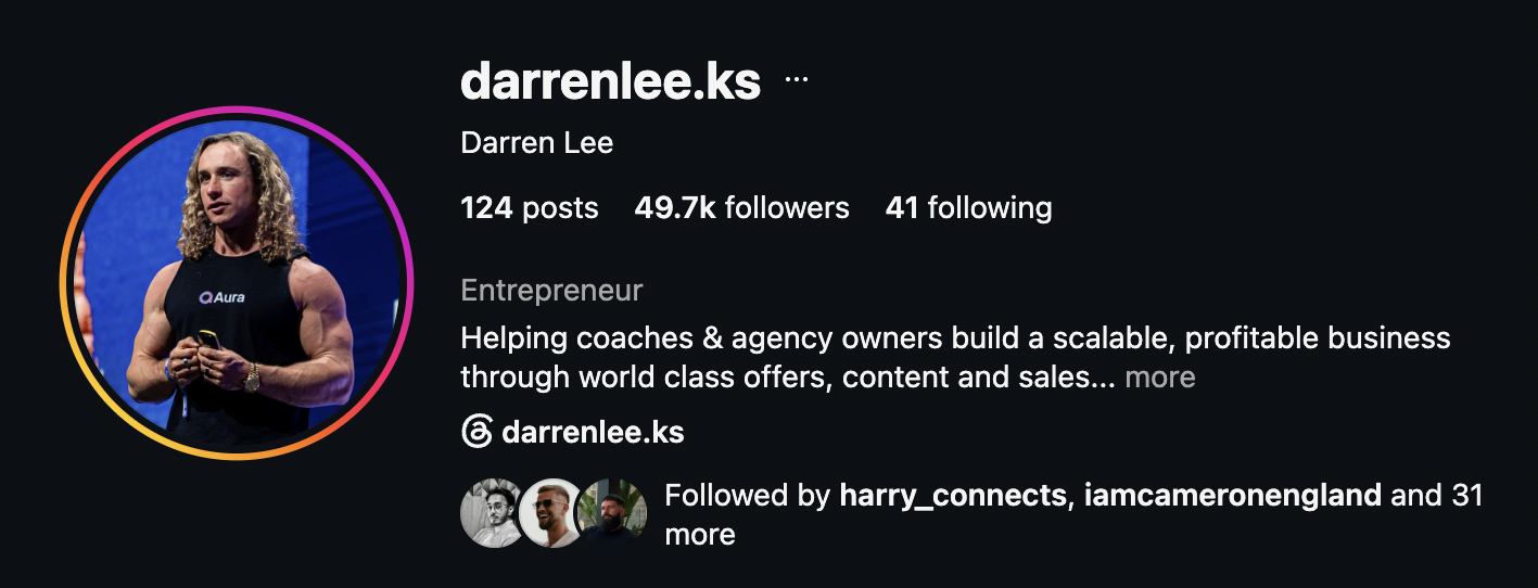 Darren Lee Instagram profile